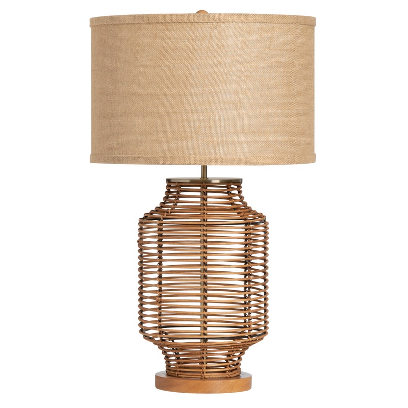 Open Weave Rattan Lamp Set