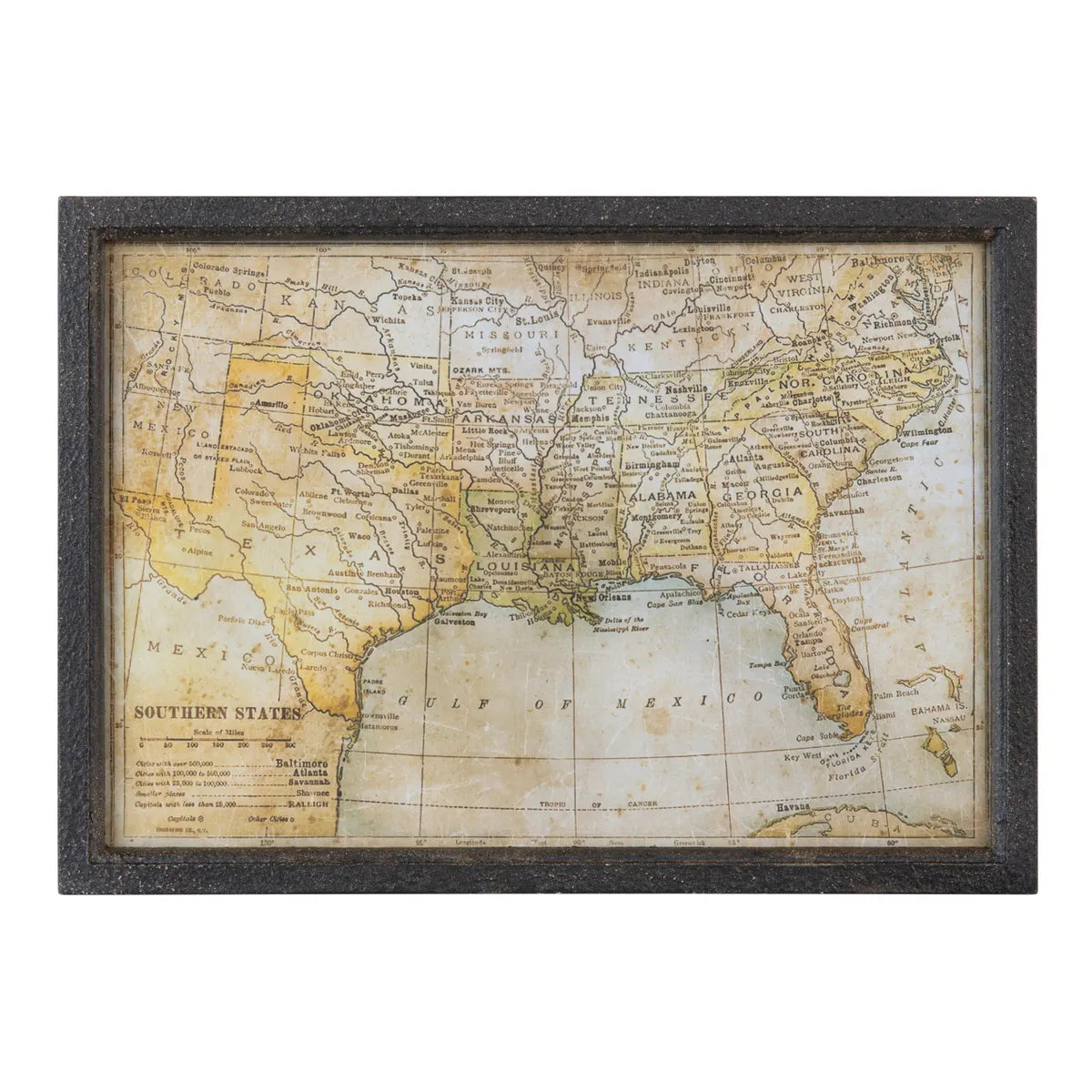 Framed Map Of The South Print