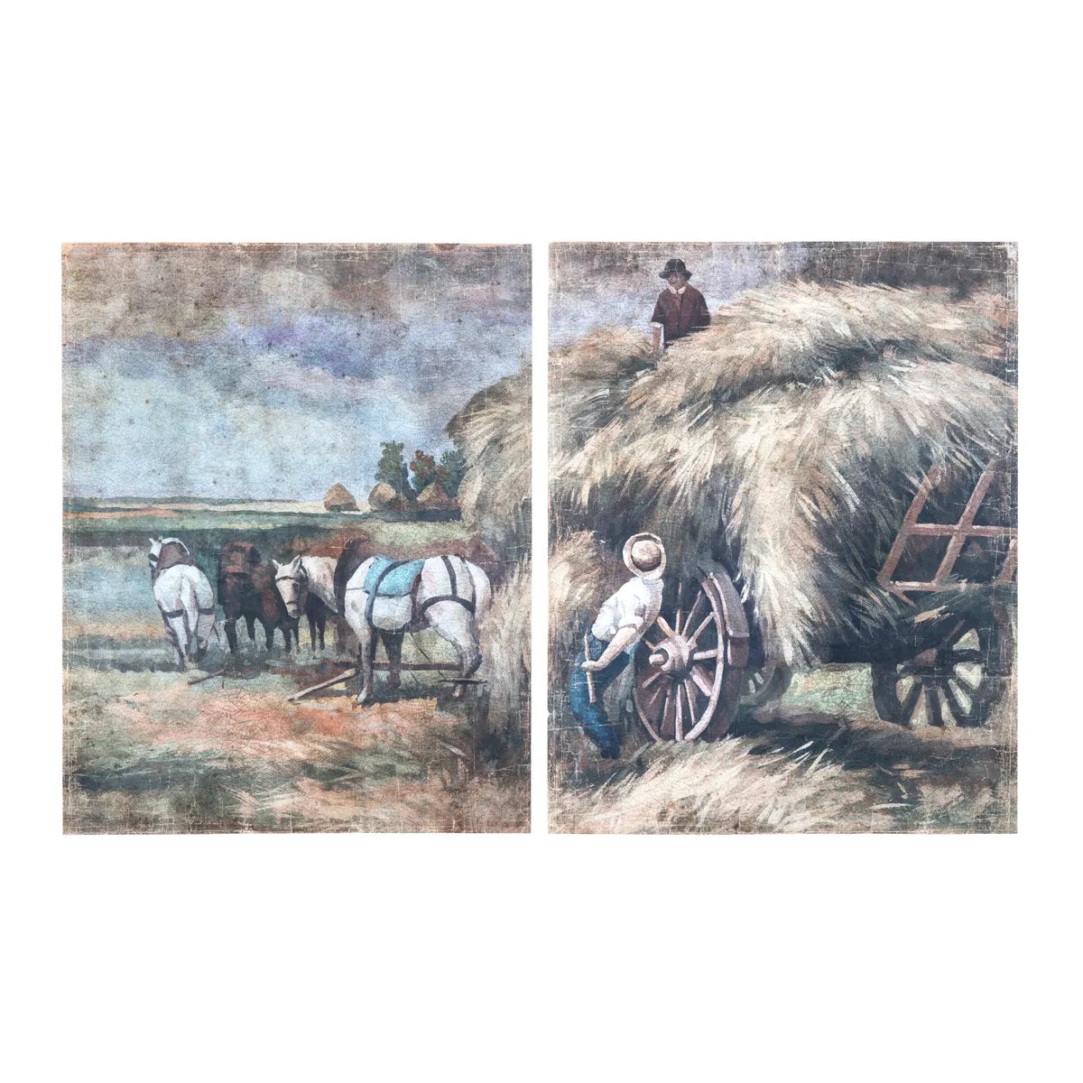 Bountiful Harvest Wagon Wrapped Aged Print Set