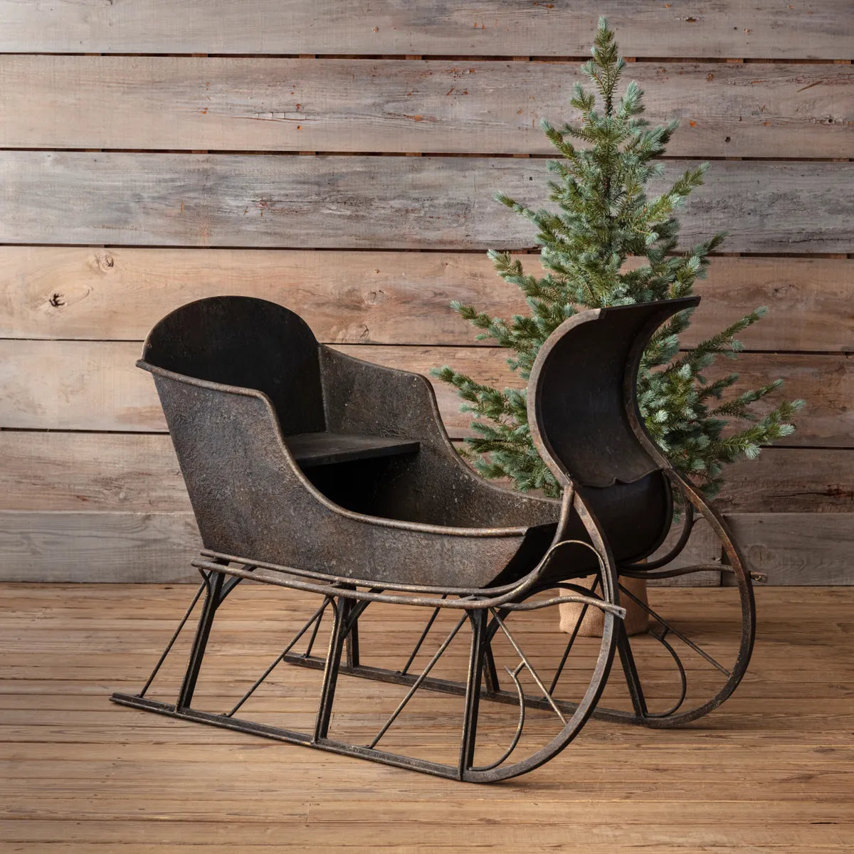 Antique Black Vintage Style Metal Sleigh