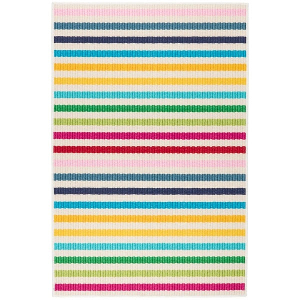 Rainbow Stripe Multi Machine Washable Rug