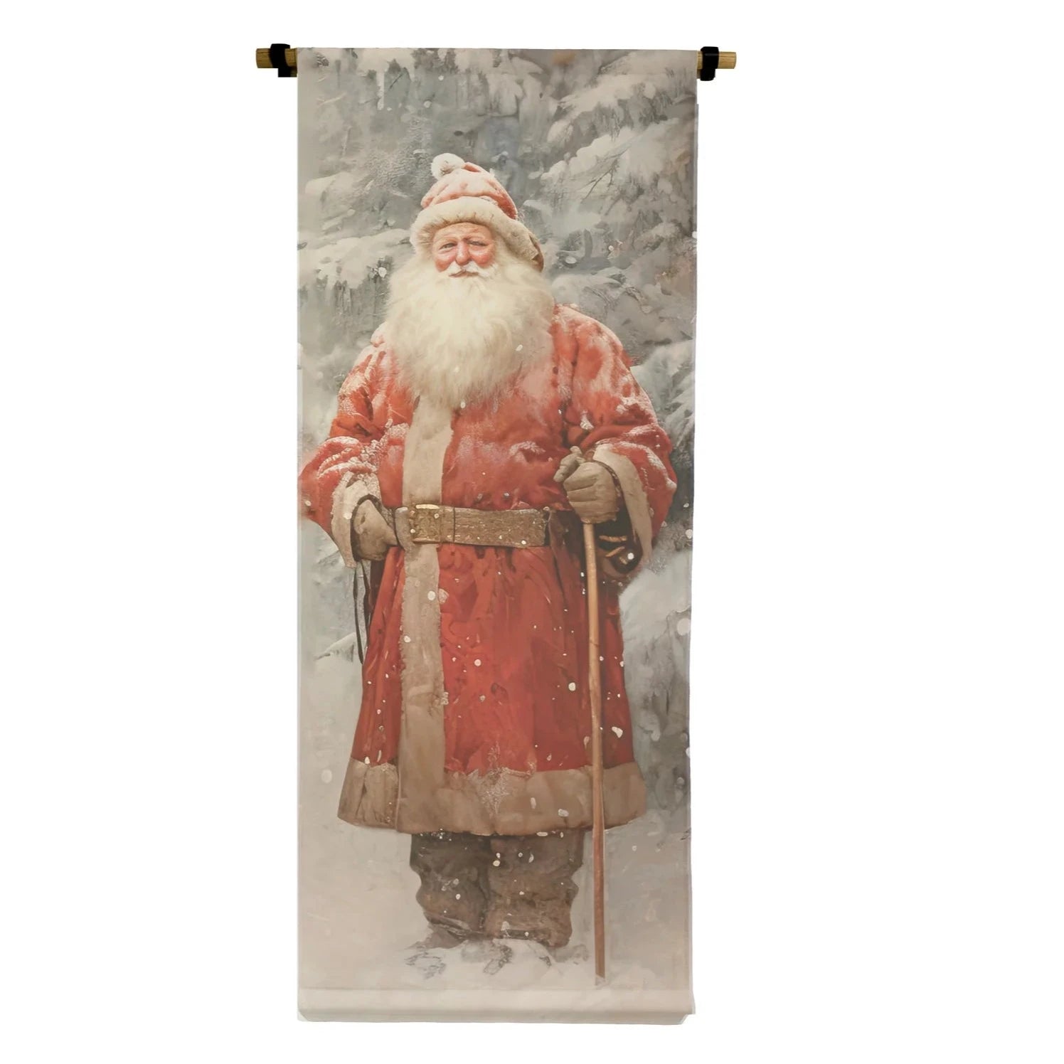 Santa In Snow Vertical Canvas Scroll