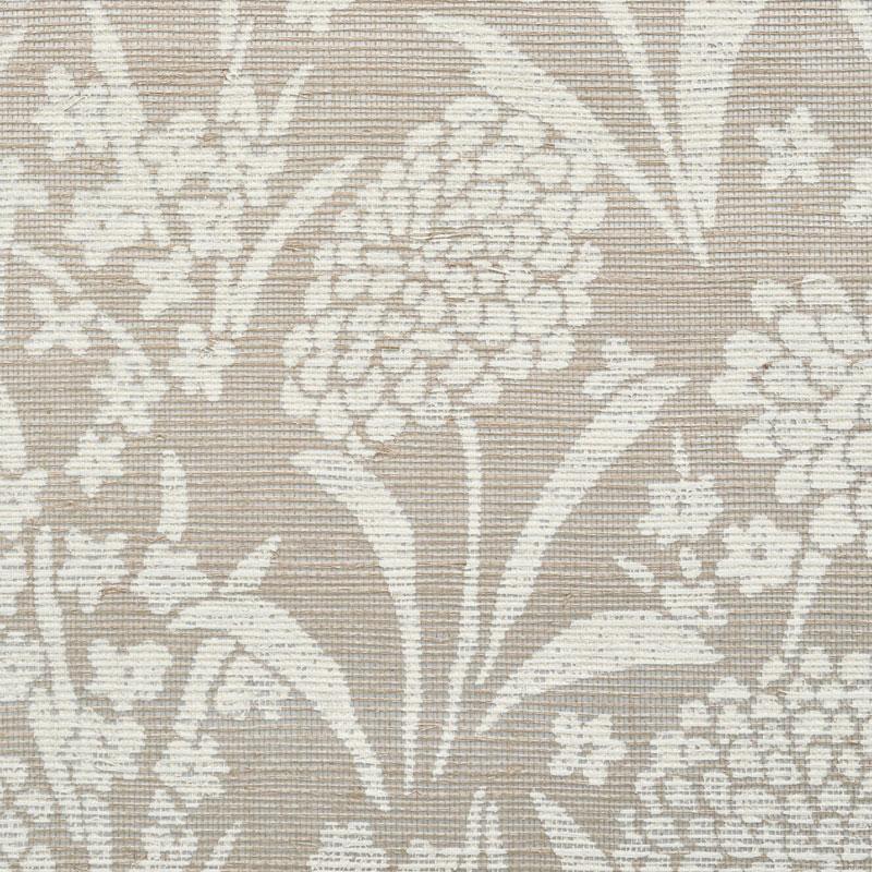 Schumacher Chrysanthemum Hemp Shimmer Wallpaper