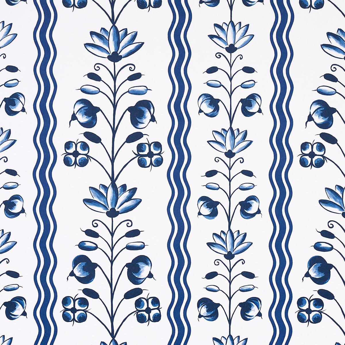 Schumacher Delft Waves Wallpaper