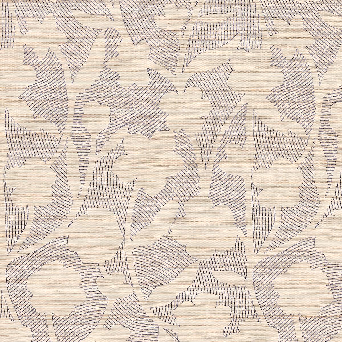 Schumacher Kantha Embroidered Flower Sisal Wallpaper