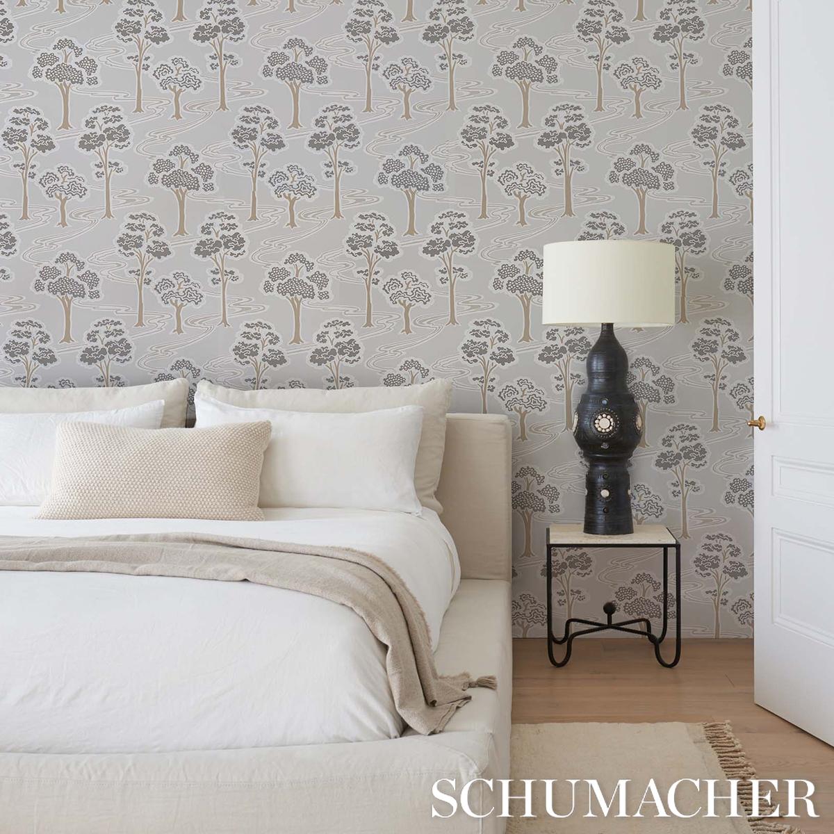 Schumacher Tree River Print Wallpaper