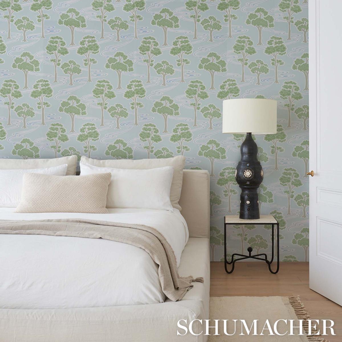 Schumacher Tree River Print Wallpaper