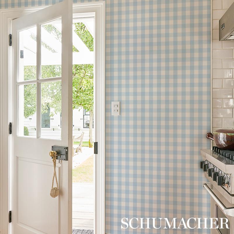 Schumacher Willa Check Small Print Wallpaper