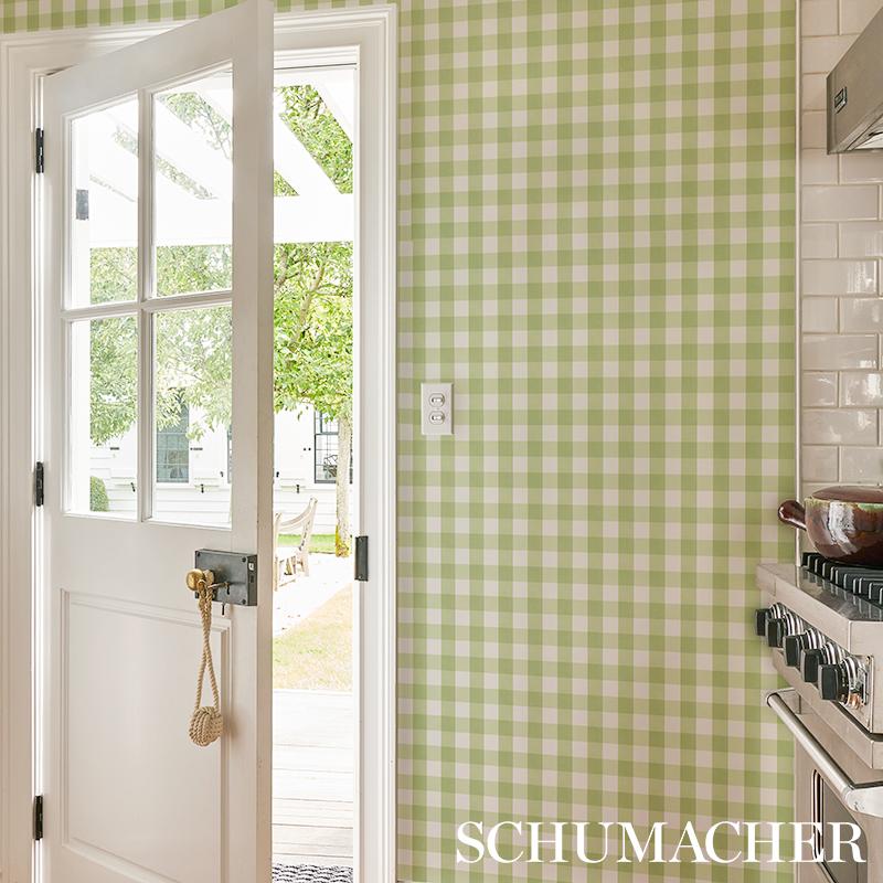 Schumacher Willa Check Small Print Wallpaper