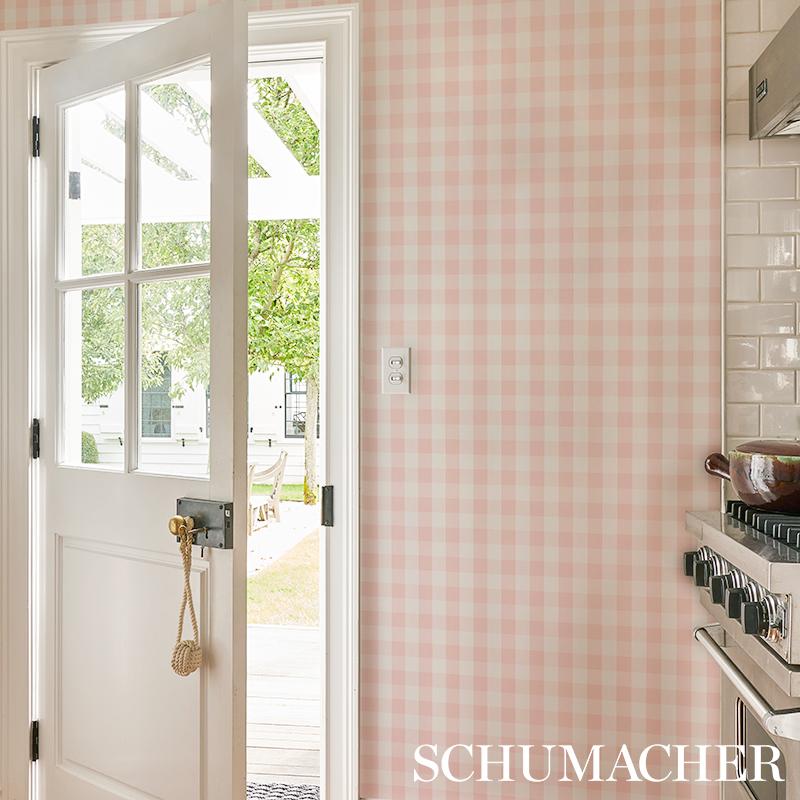 Schumacher Willa Check Small Print Wallpaper