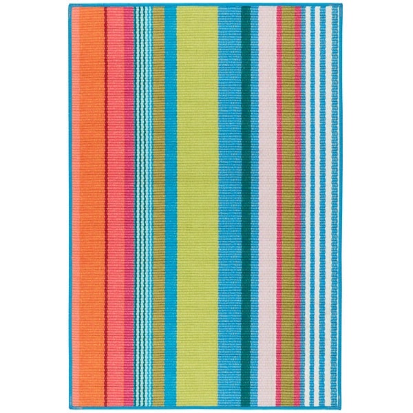 Stripe Multi Machine Washable Rug