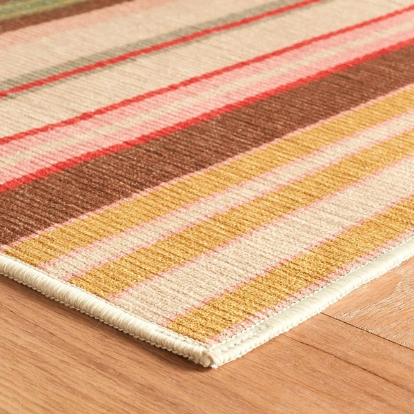 Stripe Multi Machine Washable Rug