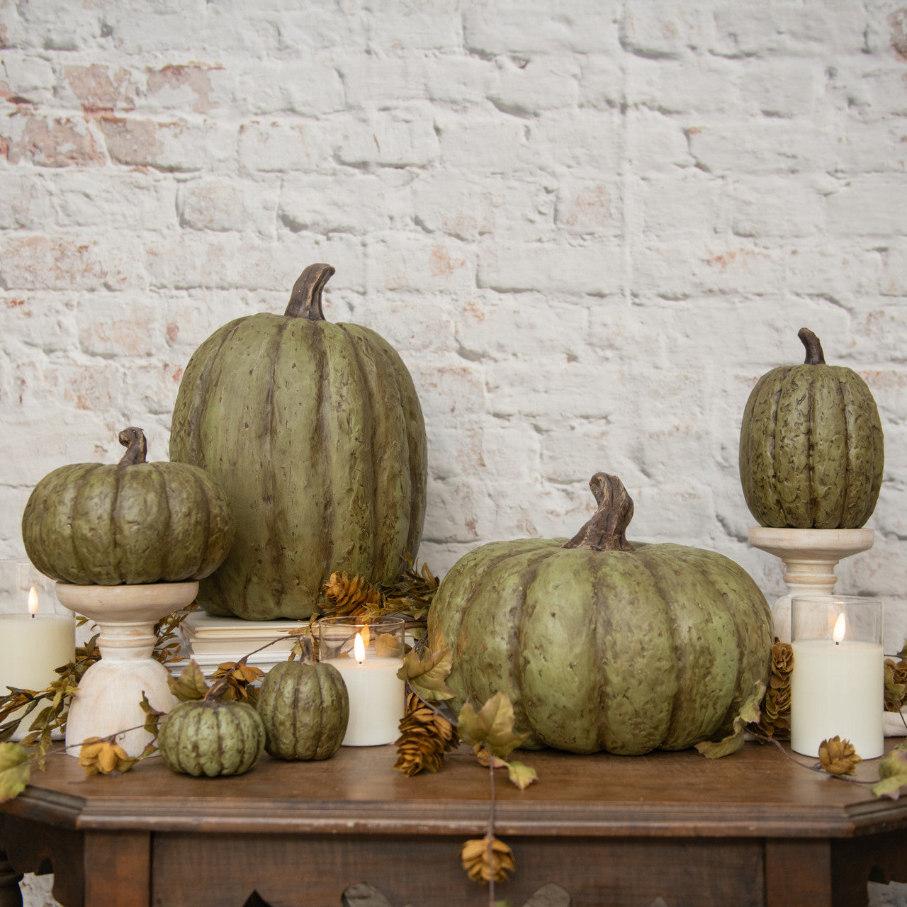 Olive Green Mache Pumpkin