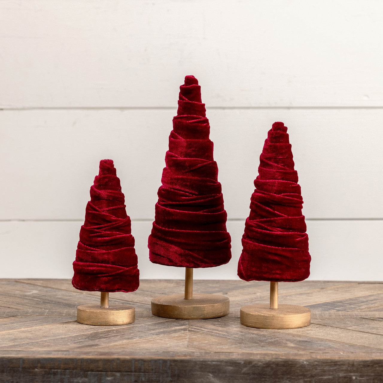 Velvet Tree With Wood Base