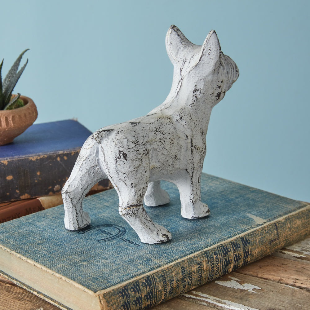 White Cast Iron Boston Terrier Figurine