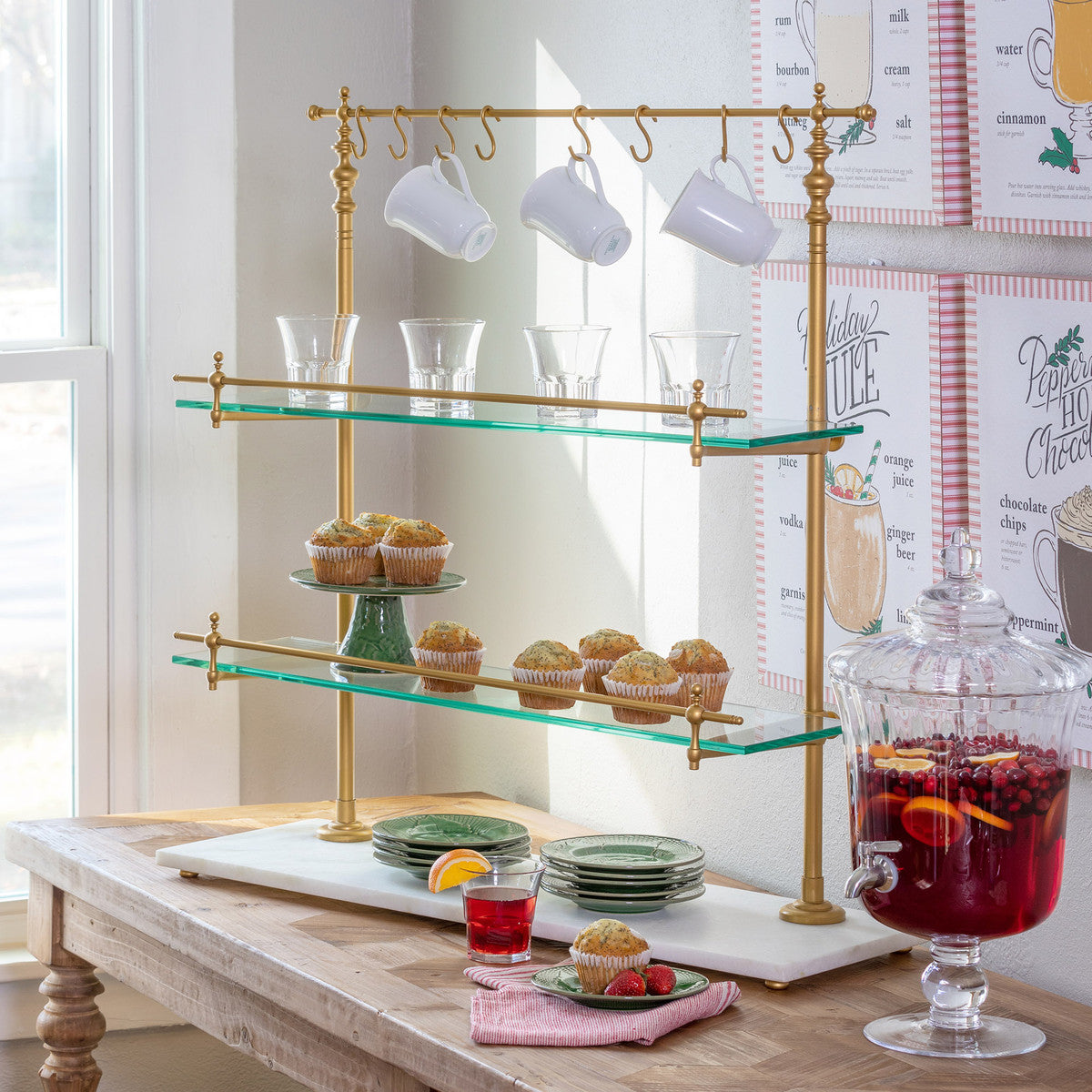 White Marble &amp; Brass Bistro Rack