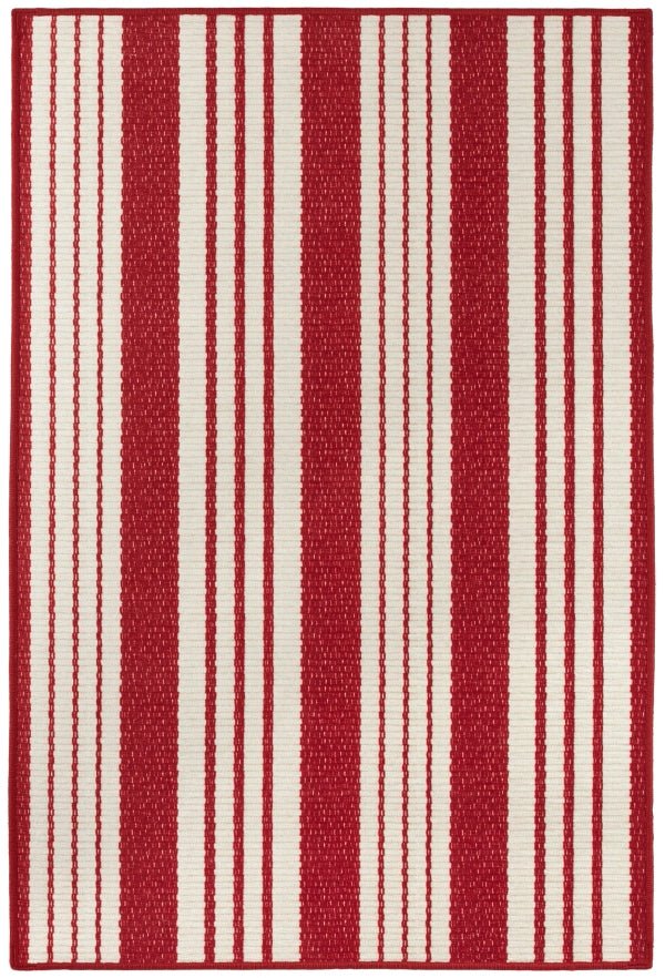 Abby Ticking Red Machine Washable Rug - A Cottage in the City