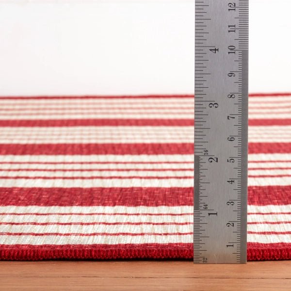 Abby Ticking Red Machine Washable Rug - A Cottage in the City