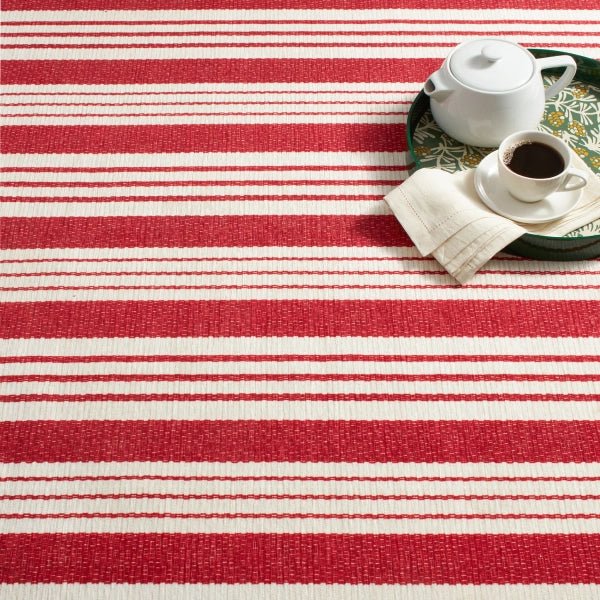 Abby Ticking Red Machine Washable Rug - A Cottage in the City