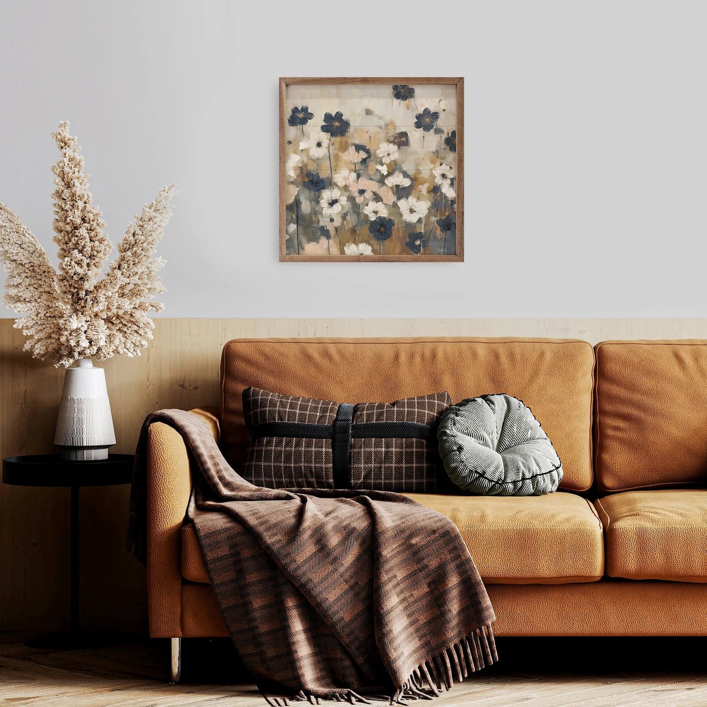 Abstracted Florals 2 Blue By Nina Blue Wood Framed Print - A Cottage in the City