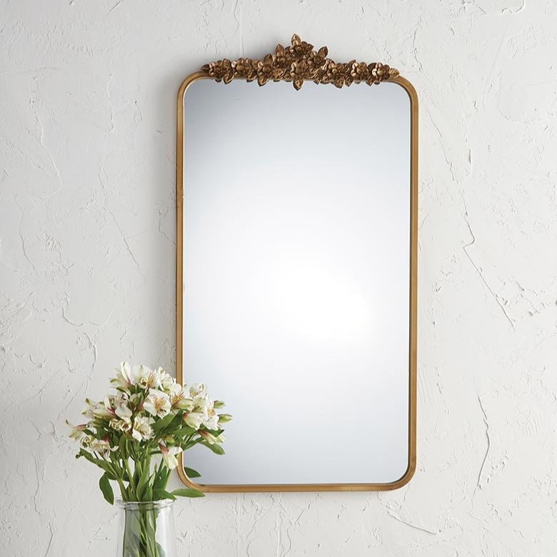 Aged Gold Floral Top Mirror - A Cottage in the City