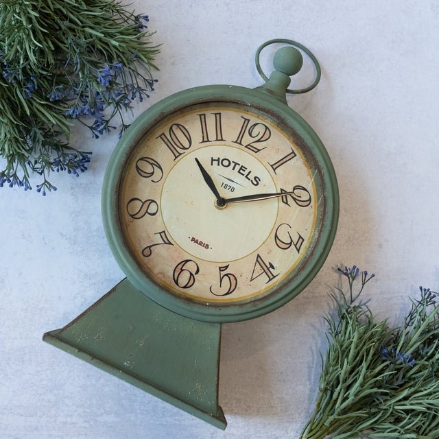 Aged Green Tabletop Clock - A Cottage in the City