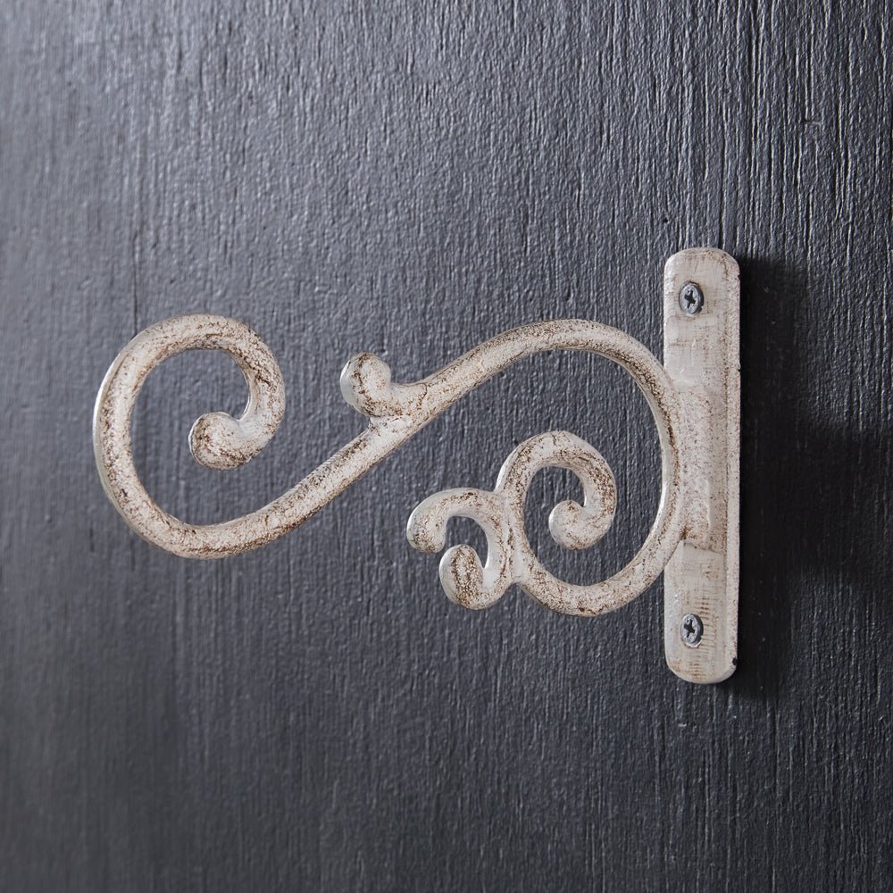 Aged White Cast Iron Scroll Hook Set - A Cottage in the City