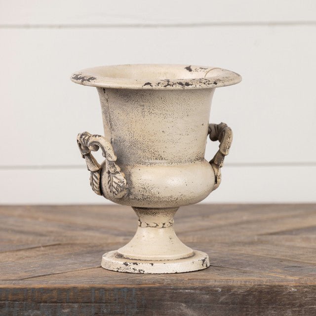 Aged White Cast Iron Urn - A Cottage in the City