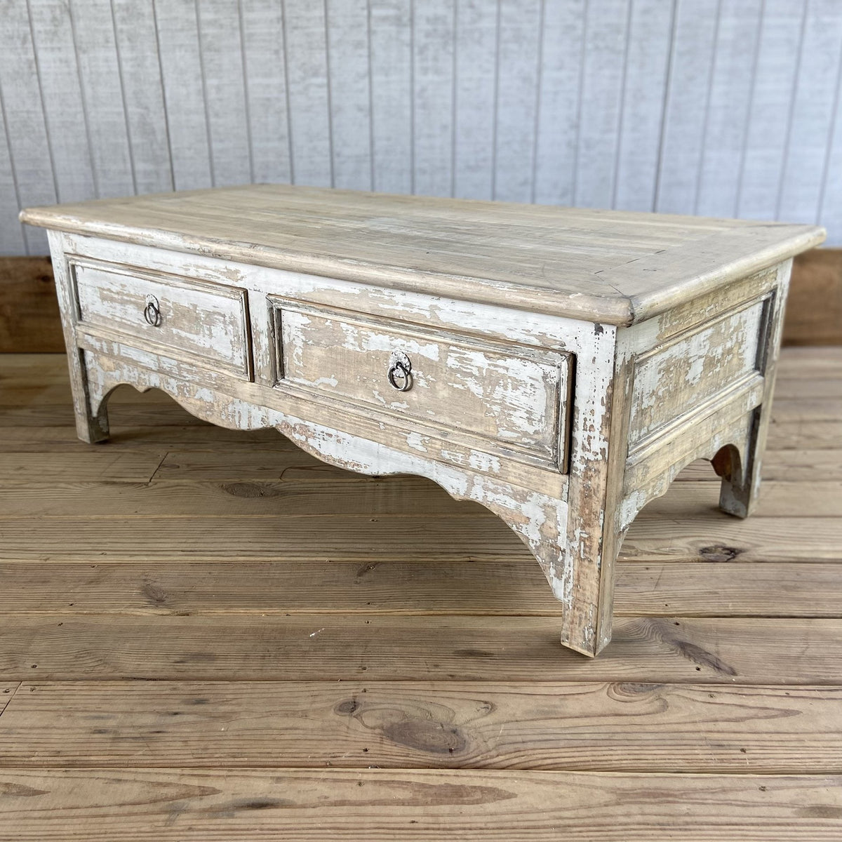 Aged White Scalloped Coffee Table - A Cottage in the City