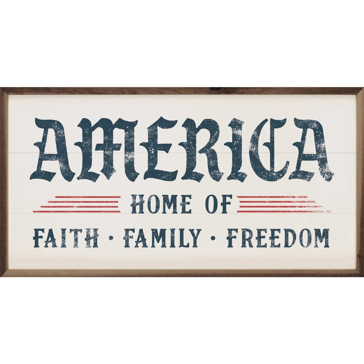 America Home Of Faith Family Freedom White Wood Framed Print - A Cottage in the City