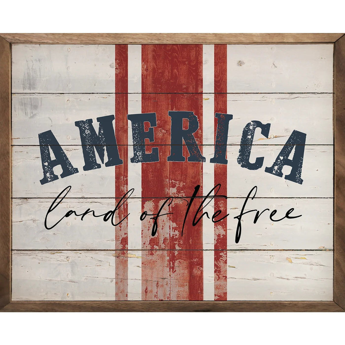 America Land Of The Free Stripes Wood Framed Print - A Cottage in the City