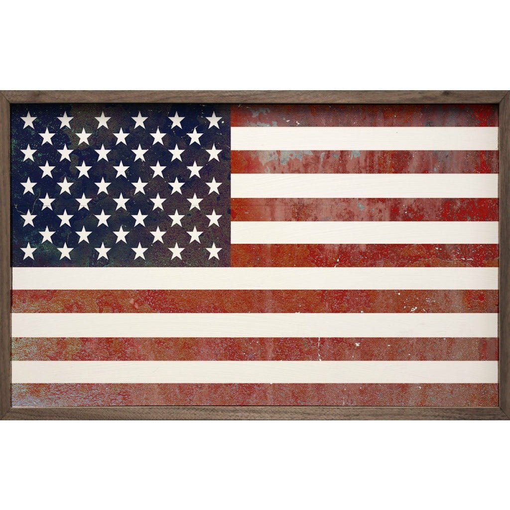 American Flag Wood Framed Print - A Cottage in the City