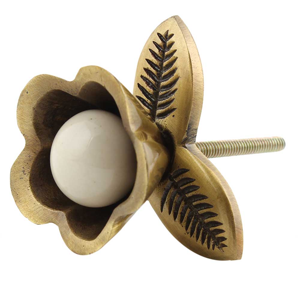 Antique Brass Flower Knob - A Cottage in the City