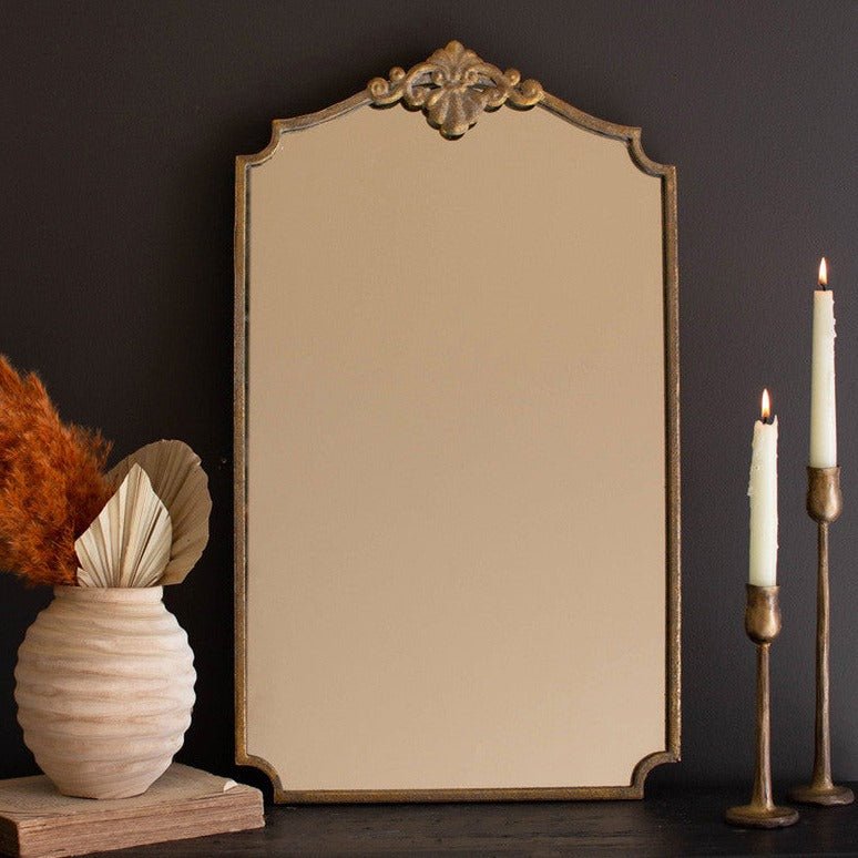 Antique Brass Vertical Wall Mirror - A Cottage in the City