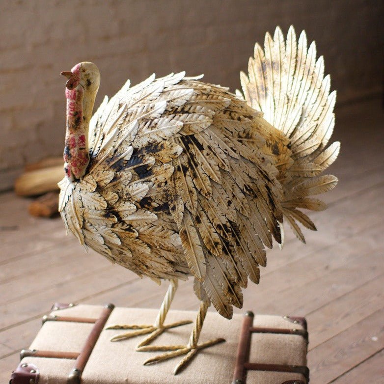 Antique White Painted Metal Turkey - A Cottage in the City