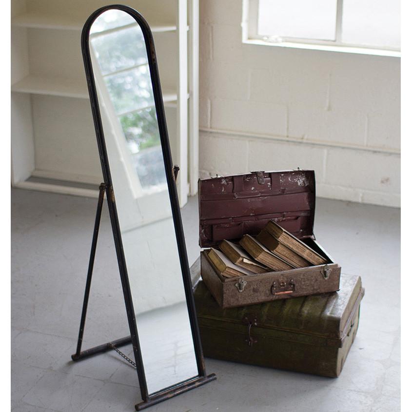 Antiqued Black Floor Mirror With Stand - A Cottage in the City