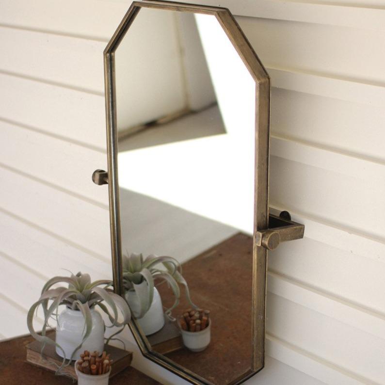 Antiqued Brass Adjustable Metal Wall Mirror - A Cottage in the City