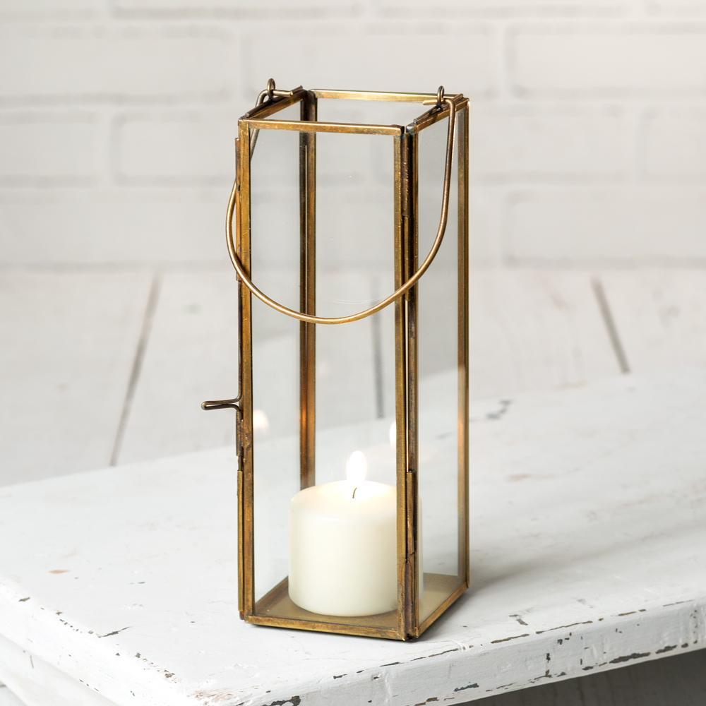 Antiqued Brass Hayworth Slim Lantern - A Cottage in the City