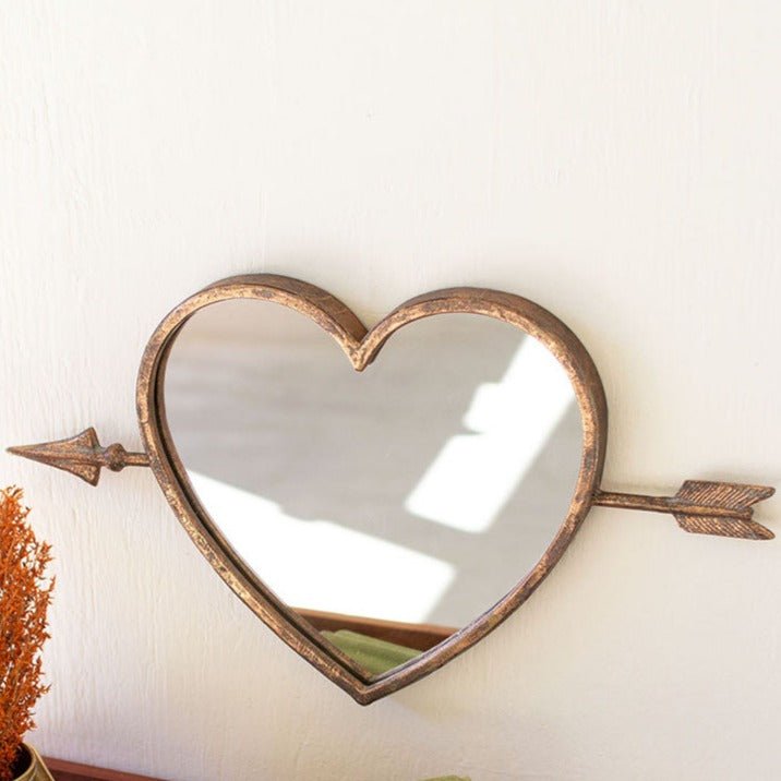 Antiqued Brass Heart Wall Mirror - A Cottage in the City