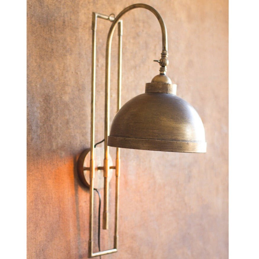 Antiqued Brass Metal Wall Light - A Cottage in the City