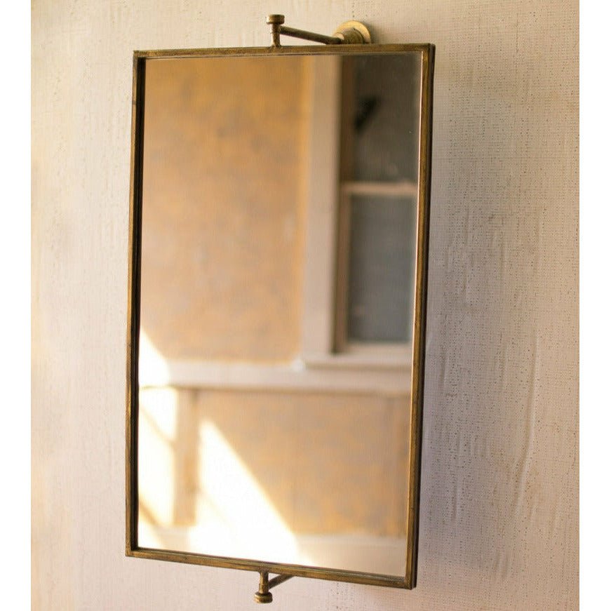 Antiqued Brass Rotating Metal Wall Mirror - A Cottage in the City