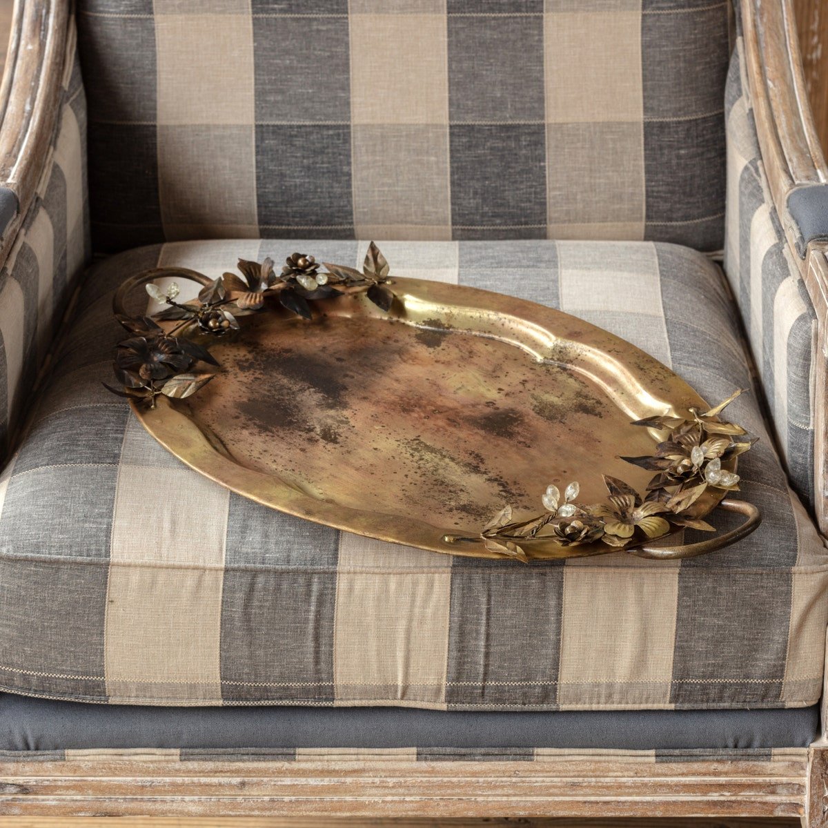 Antiqued Gold Jeweled Garland Tray - A Cottage in the City