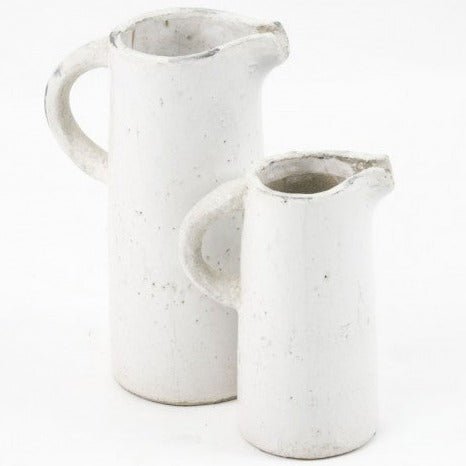 Antiqued White Stoneware Pitcher - A Cottage in the City