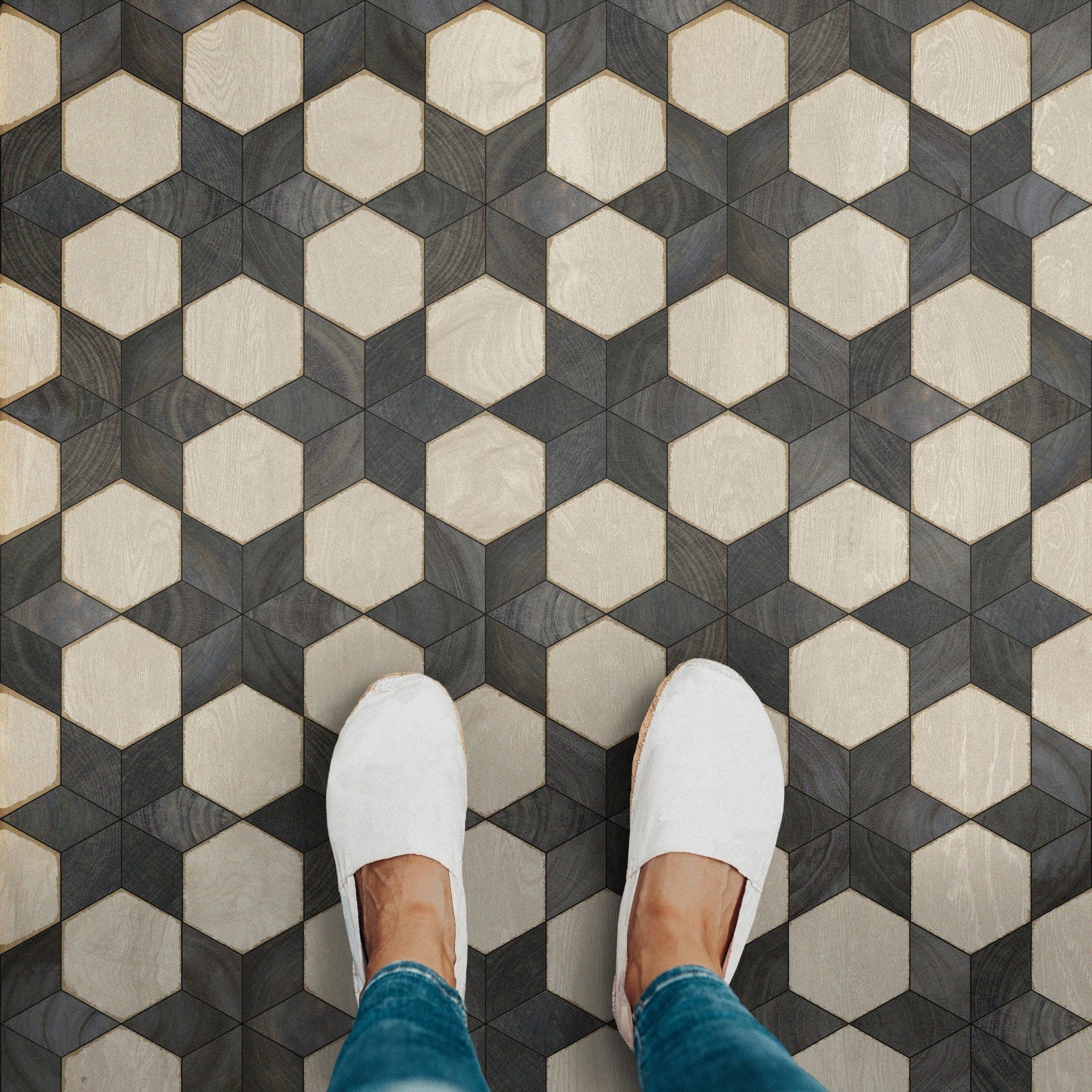 Artisanry Illuminated Black Star Vinyl Floor Cloth - A Cottage in the City