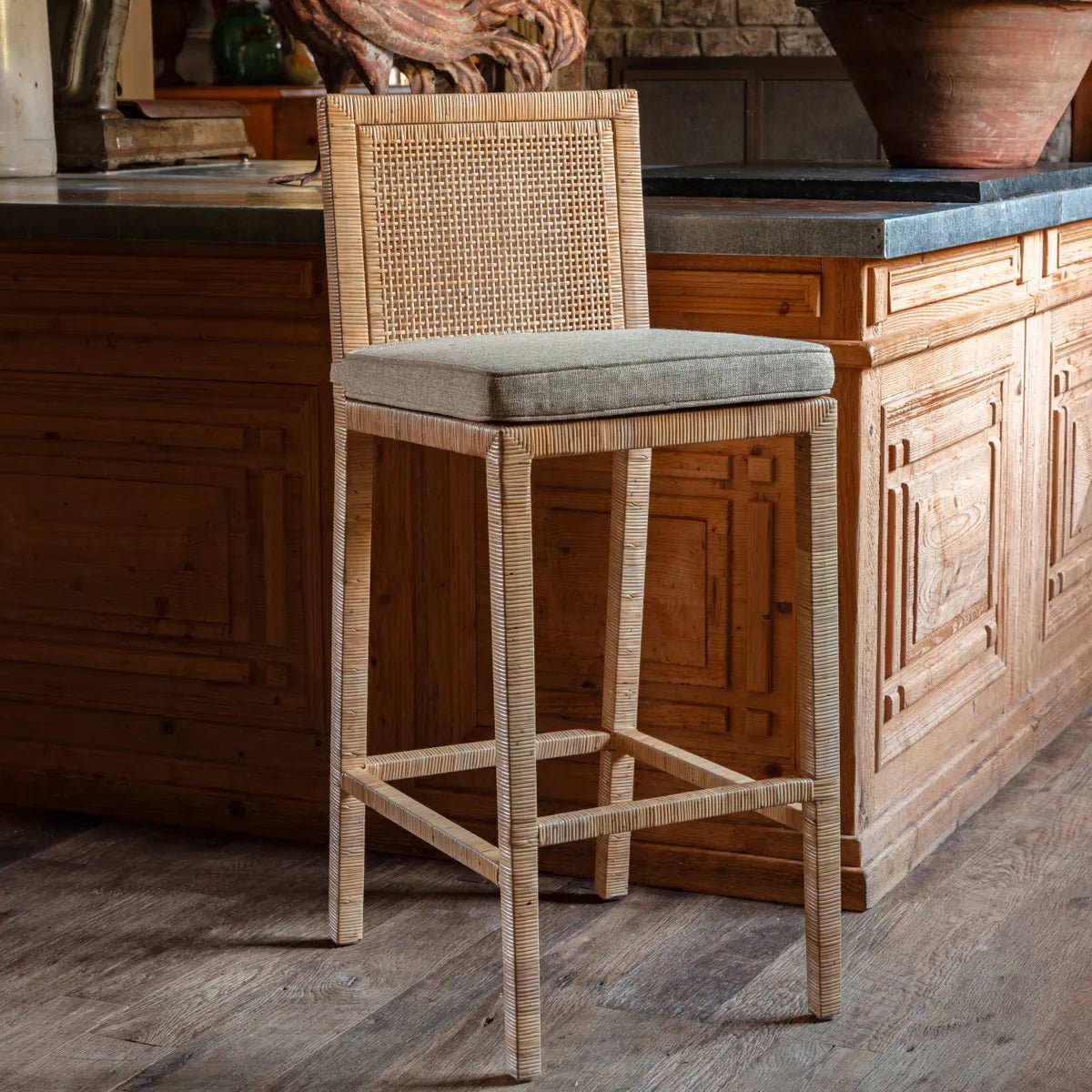 Austin Rattan Barstool - A Cottage in the City