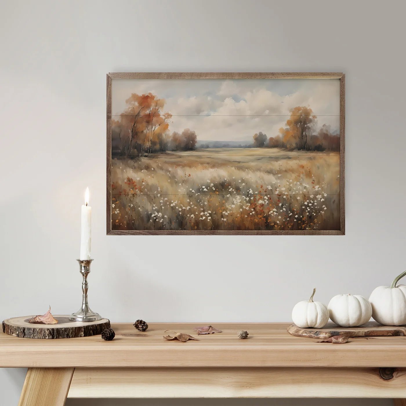 Autumn Field With Autumn Trees Wood Framed Print - A Cottage in the City