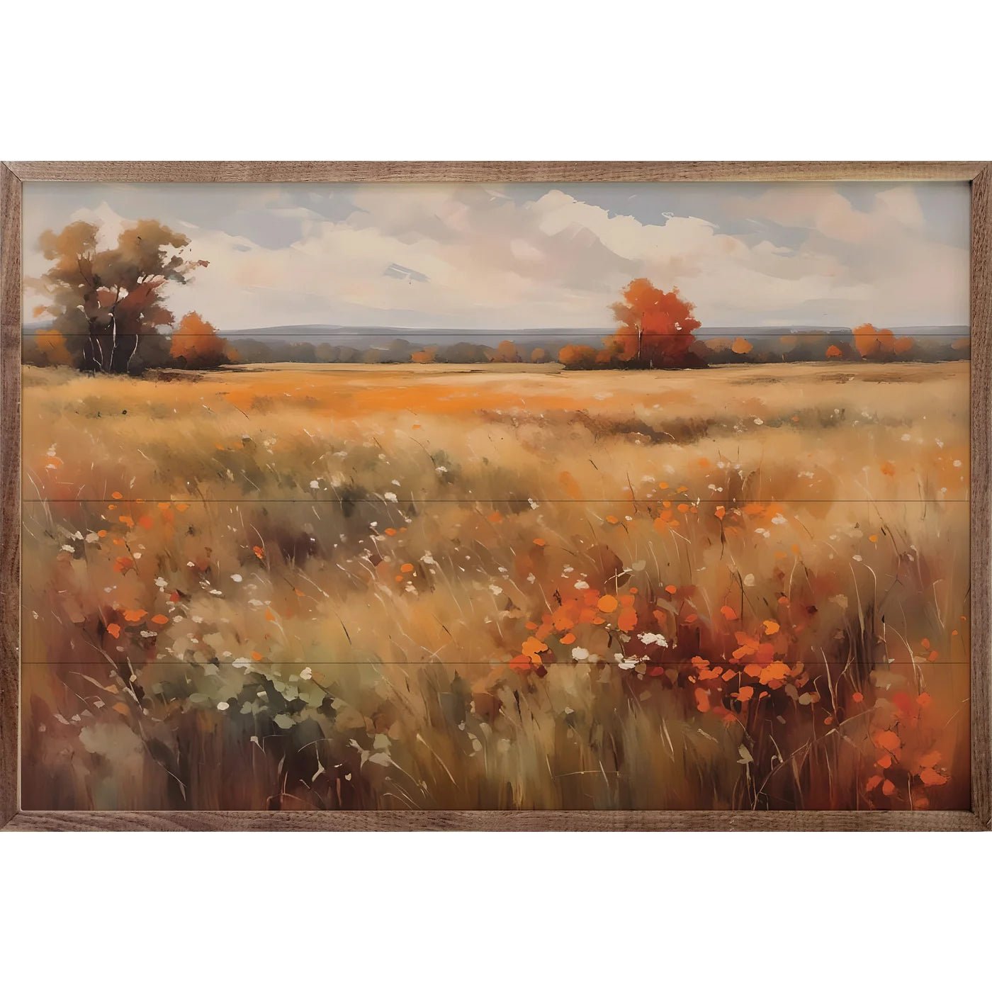 Autumn Field With Orange Wood Framed Print - A Cottage in the City