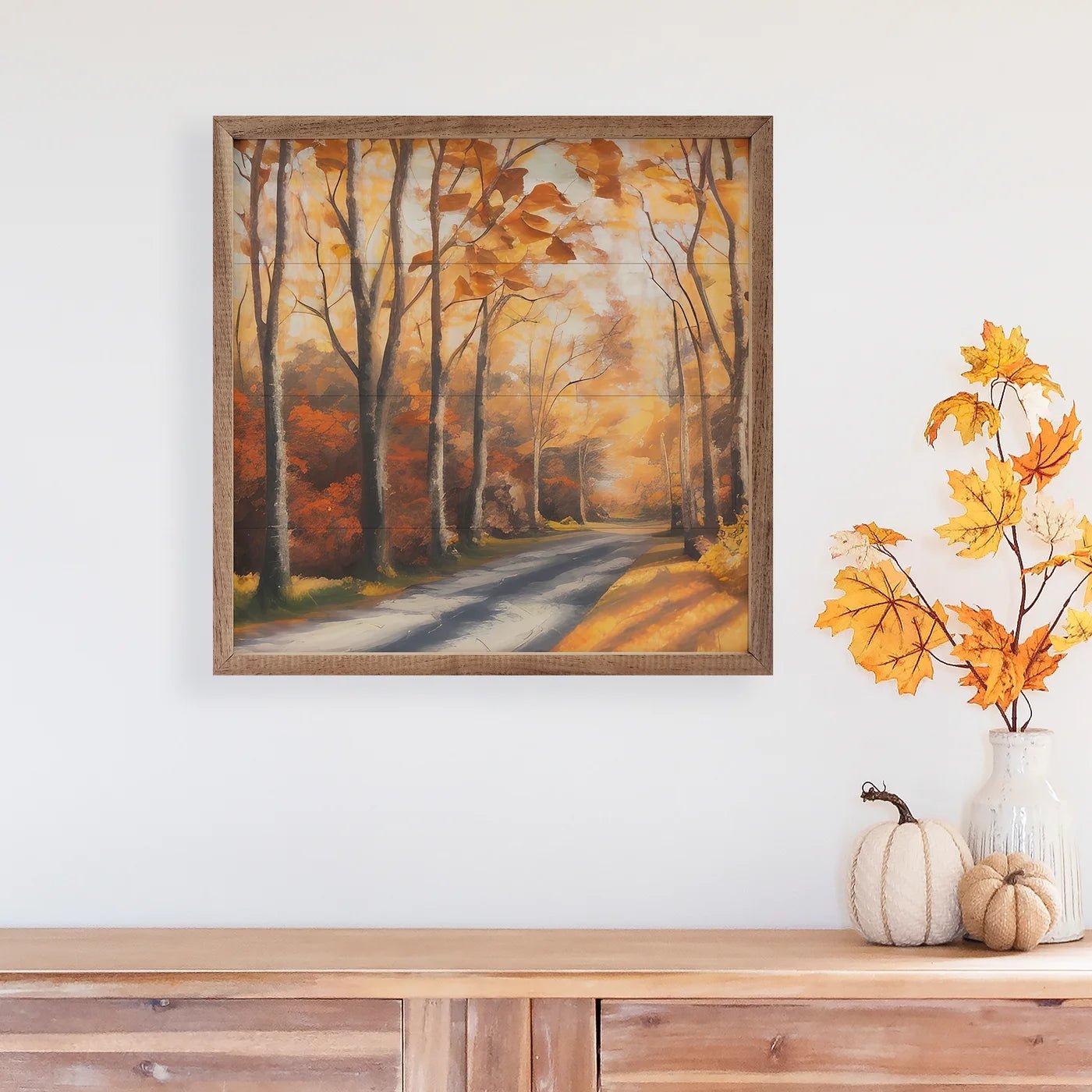 Autumn Path Wood Framed Print - A Cottage in the City