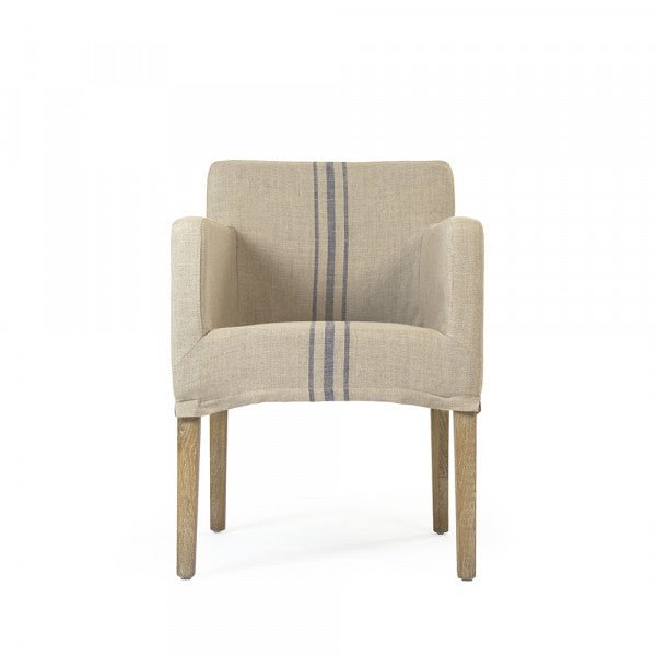 Avignon Blue Stripe Slipcover Arm Chair - A Cottage in the City