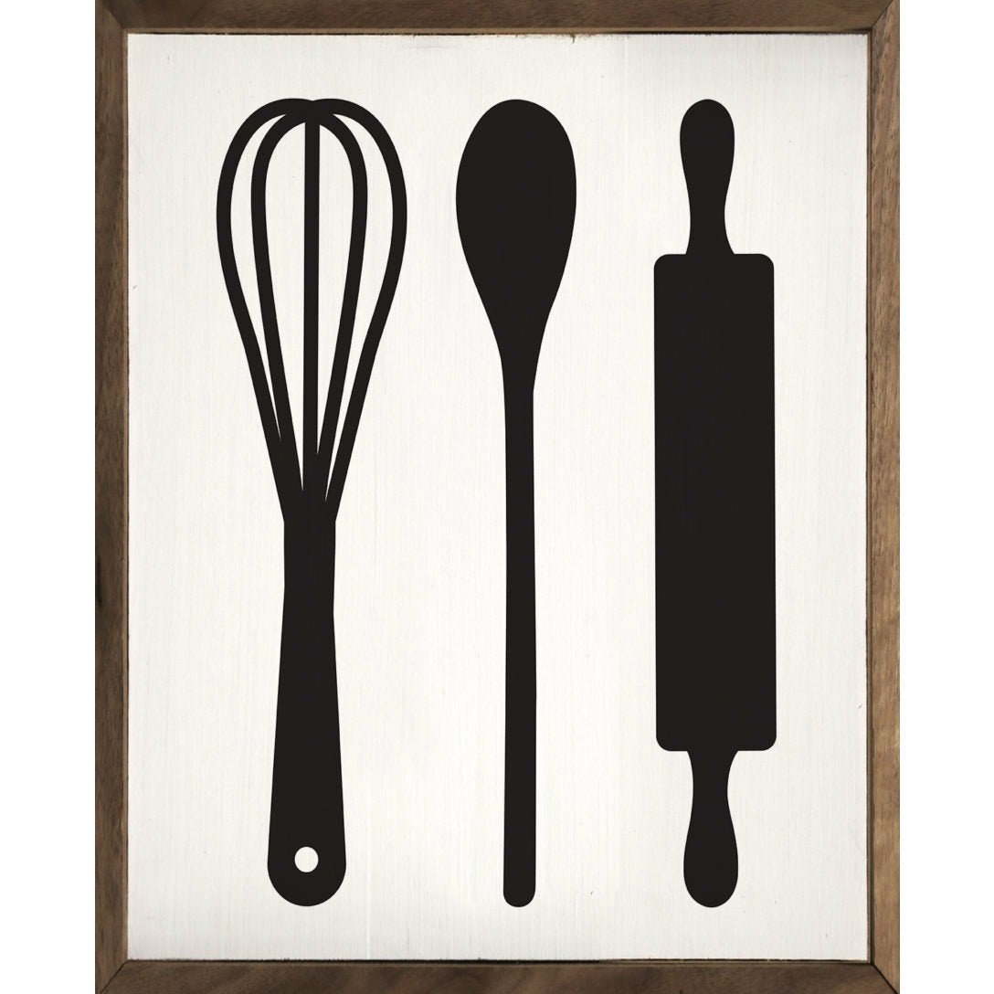 Baking Utensils Wood Framed Print - A Cottage in the City